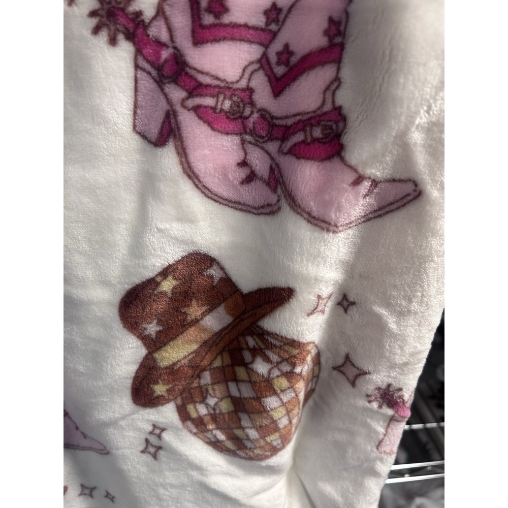 Rachel Roy Disco Ball Yeehaw Cowgirl Throw Blanket Boots Hat Soft 60X70" NEW - Picture 4 of 4